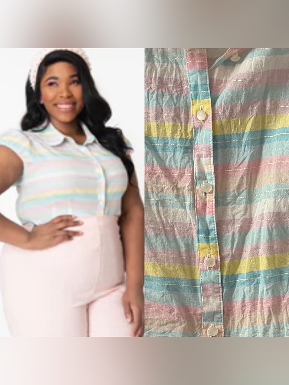 ✨2/$22✨Hell Bunny Pastel Rainbow Stripe
Shimmer Blouse - 4X